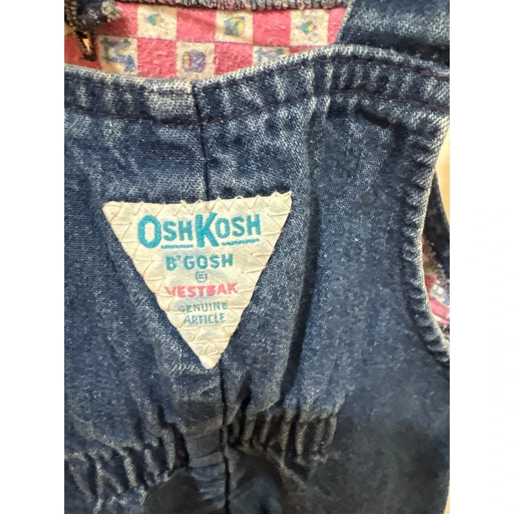 Vintage OshKosh Bgosh Vestbak Denim Flannel Lined Overalls Dark Wash Kids Size 4